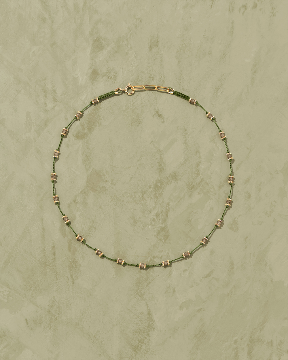 Lotus green smoky quartz necklace